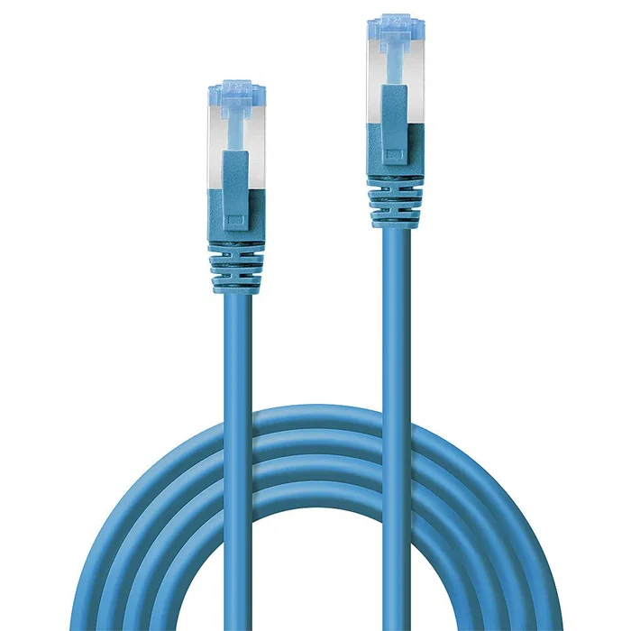 Lindy 47149 Cable de Red Ethernet 2 m Cat6a S/FTP (S-STP) Azul - 10 Gbit/s, 500 MHz, Conectores RJ-45 Macho Blindados