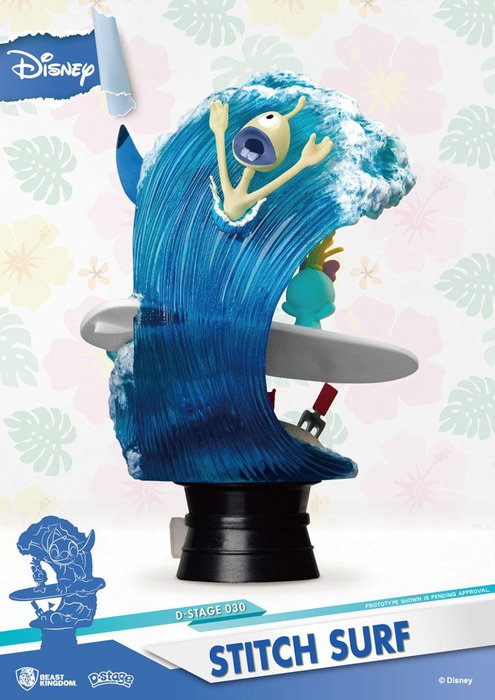 Disney Summer Series Diorama PVC D-Stage Stitch Surf 15 cm