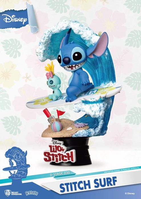 Disney Summer Series Diorama PVC D-Stage Stitch Surf 15 cm