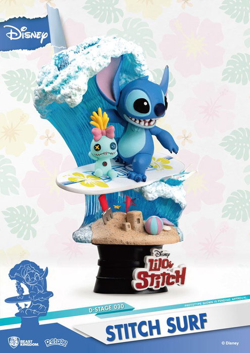 Disney Summer Series Diorama PVC D-Stage Stitch Surf 15 cm