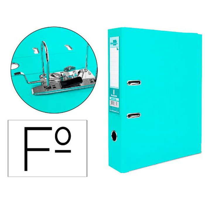 Liderpapel Archivador de Palanca Forrado PVC Verde Claro 75 mm