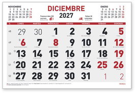 MYRGA Calendario de Escritorio Mensual 2027 150x105 mm