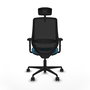 Silla de oficina Mardos con mecanismo Sincro/Traslack tapizada con Tela color Verde petróleo y malla color Negro. Equipada con lumbar 1D, Brazos 2D, Cabecero 2D y Ruedas 65mm nailon