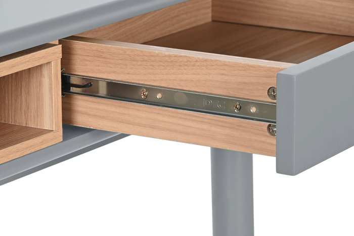 DKD Home Decor Escritorio Home Office Gris de MDF y PU. Mesa de Trabajo o Estudio con Medidas: 120 cm Ancho, 60 cm Largo, 75 cm Alto.