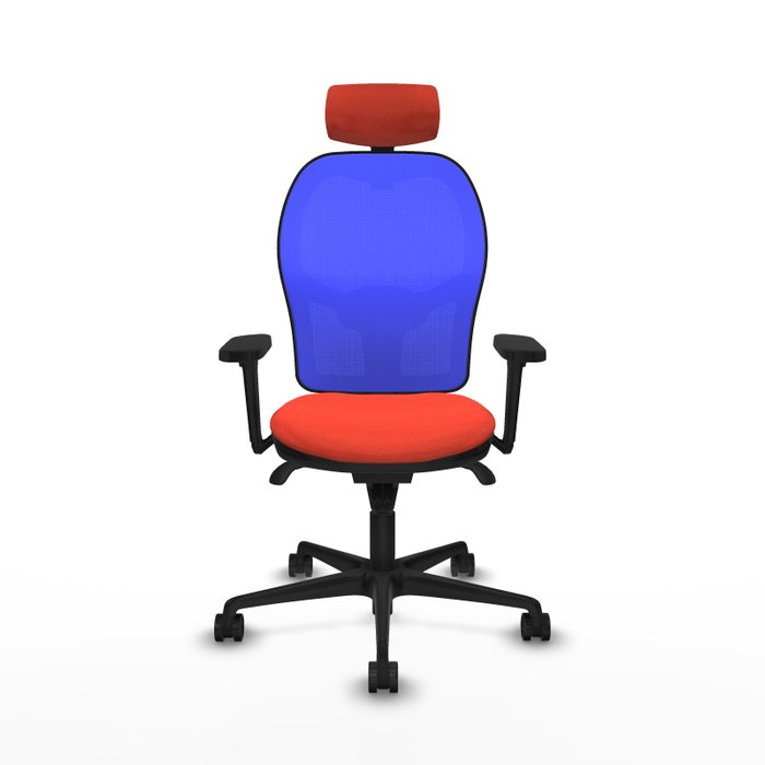 PIQUERAS Y CRESPO Silla de oficina Jorquera con mecanismo Sincro, tela naranja oscuro y malla azul PIQUERAS Y CRESPO Silla de oficina Jorquera con mecanismo Sincro, tela naranja oscuro y malla azul