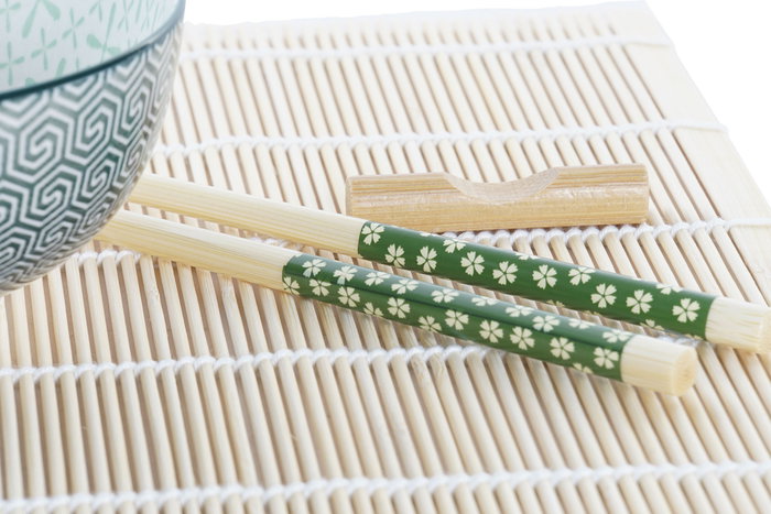 DKD Home Decor Sushi Set 16 Piezas Bambú y Gres Verde/Blanco