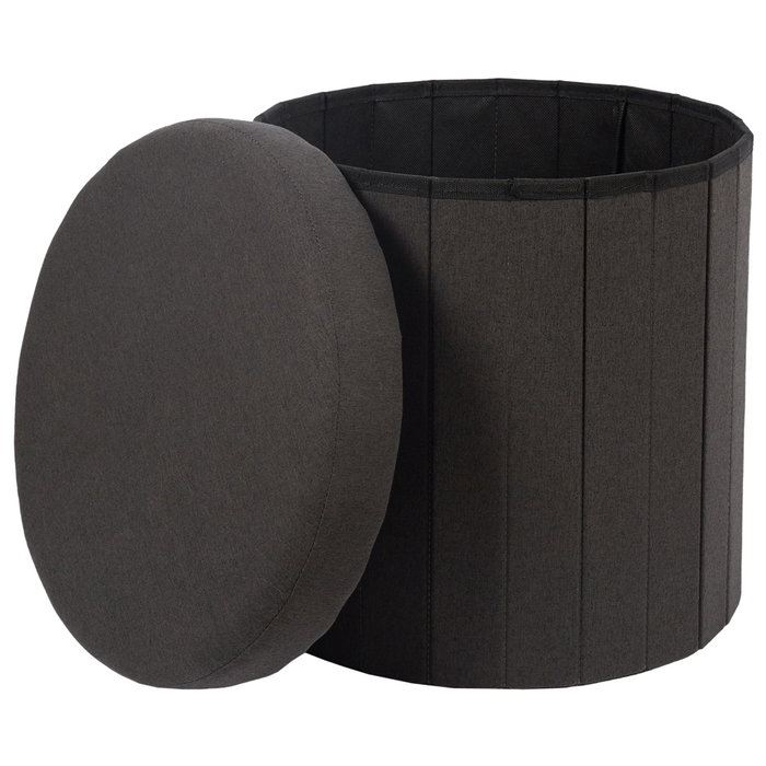 Home Deco Factory Caja-Puf Plegable Negro Diámetro 38cm