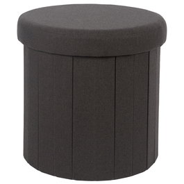 Home Deco Factory Caja-Puf Plegable Negro Diámetro 38cm