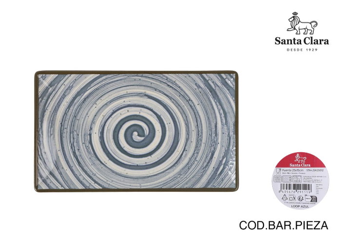 Santa Clara Fuente Rectangular LOOP Azul 25x15cm (Pack de 18) Elite Santa Clara Fuente Rectangular LOOP Azul 25x15cm (Pack de 18) Elite