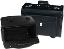 Q-connect Maletín attaché piloto negro con asa extensible, ruedas y cerradura con combinación