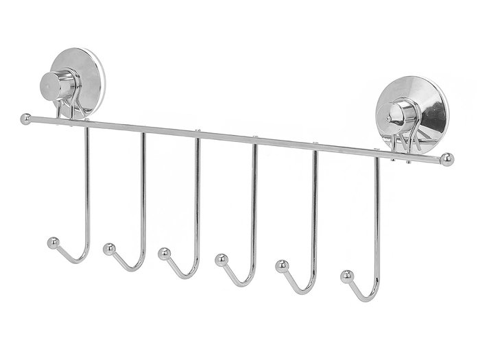 Berilo Percha Acero 6 Ganchos Ventosa 39 x 16 x 4.5 cm (Set de 12)