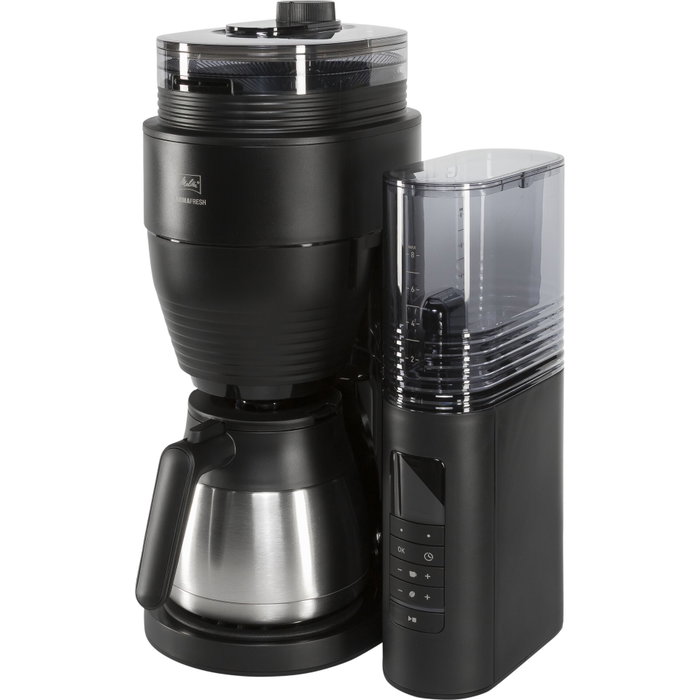 Melitta AromaFresh Therm Pro 1030-11 Cafetera de filtro con molinillo integrado y jarra térmica, Negra