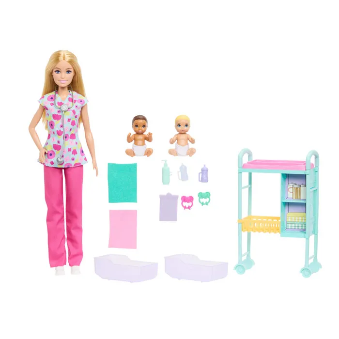 Barbie JMK12 - Set de Regalo de Barbie Pediatra - Muñeca y Accesorios