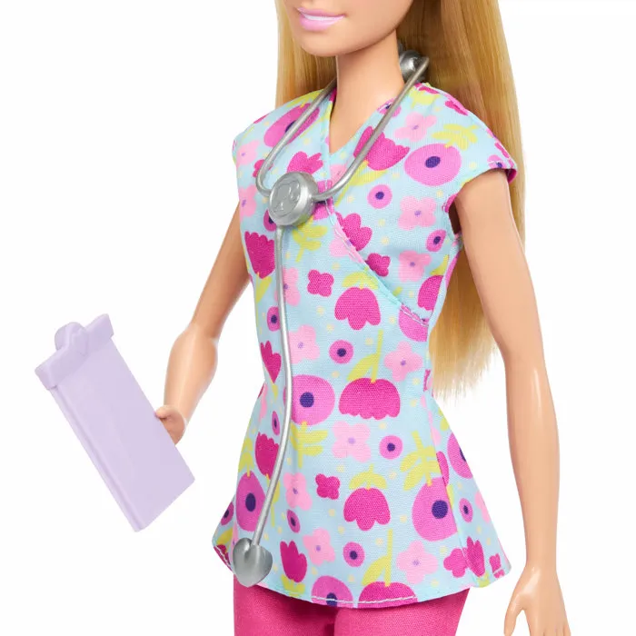 Barbie JMK12 - Set de Regalo de Barbie Pediatra - Muñeca y Accesorios