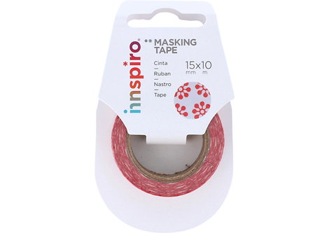 Innspiro Cinta masking tape Washi Serie Deco flores rojas 15mm x 10m