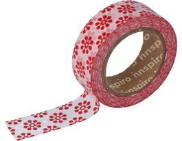 Innspiro Cinta masking tape Washi Serie Deco flores rojas 15mm x 10m