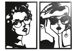 DKD Home Decor Decoración de Pared Metal Negra Chica Surtida 40x60cm
