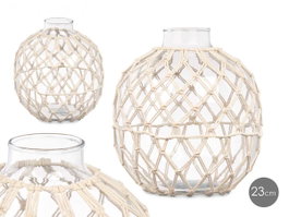 GIFTDECOR Esfera de Vidrio y Cuerda Blanca Grande