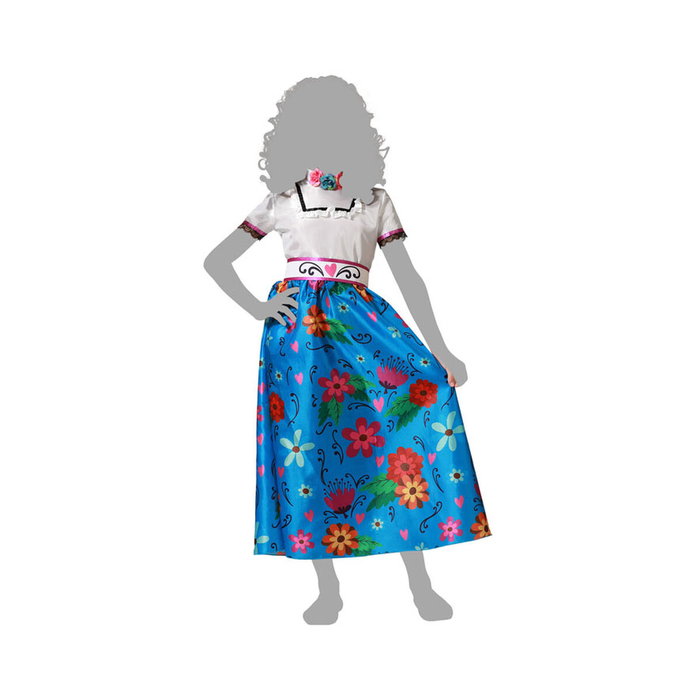 Disfraz México Azul Niña 7-9 Años, Vestido Largo Manga Corta con Cinturón Disfraz México Azul Niña 7-9 Años, Vestido Largo Manga Corta con Cinturón