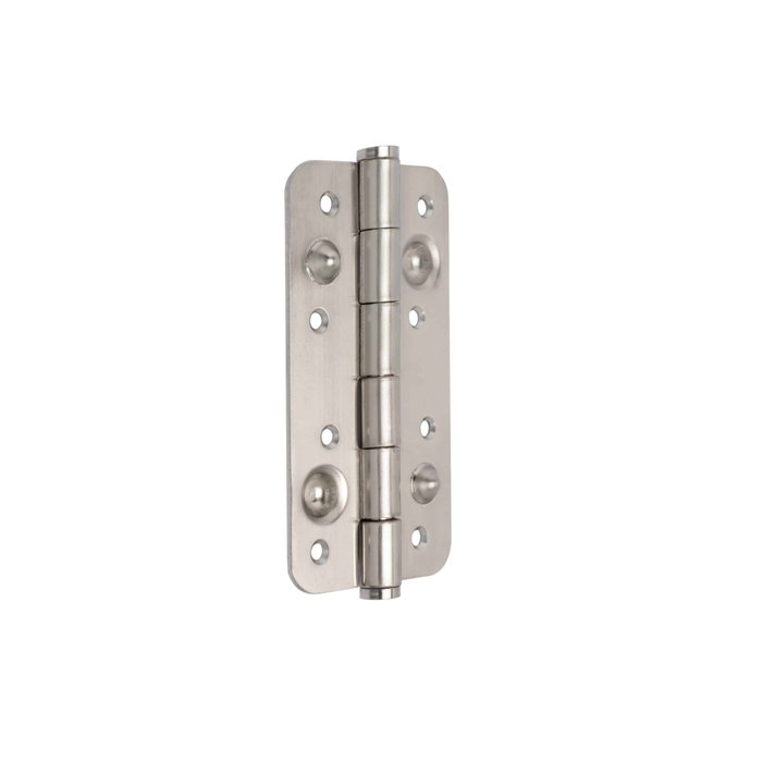 Emuca Lote de 5 bisagras de seguridad para puertas, 150x80mm, bisagras antipalanca con cantos redondos, sin remate, Acero, Níquel satinado