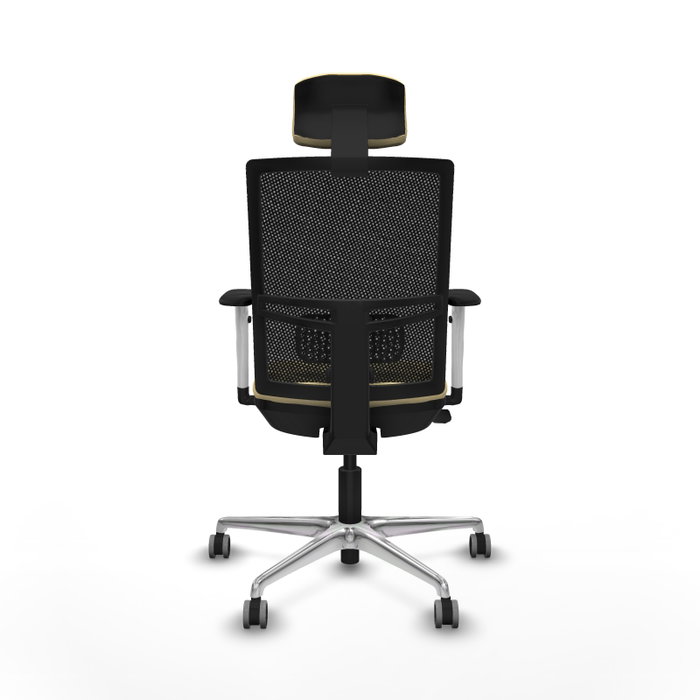 PIQUERAS Y CRESPO Silla de oficina Yunquera con mecanismo Sincro/Traslack, Similpiel Crema y Malla Negro