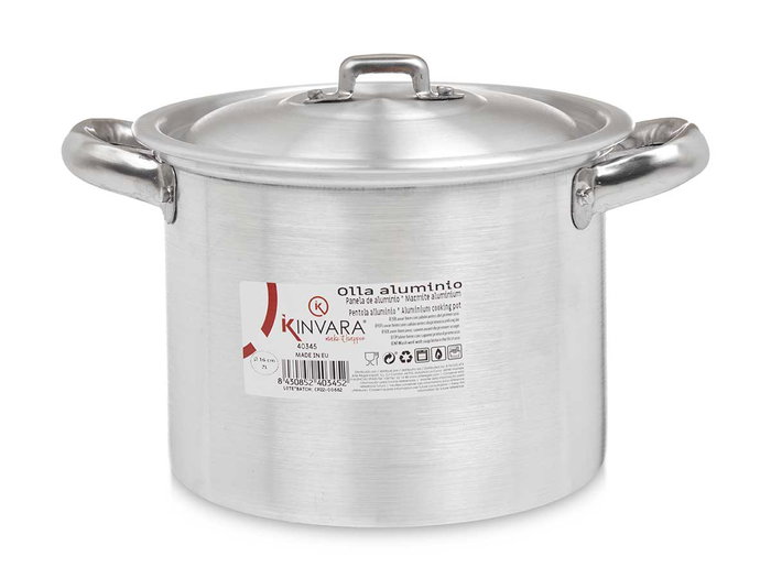 Kinvara Olla Aluminio 16 cm 2 L Plata Apto Gas Horno Lavavajillas (Set de 6)