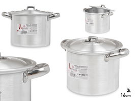 Kinvara Olla Aluminio 16 cm 2 L Plata Apto Gas Horno Lavavajillas (Set de 6)