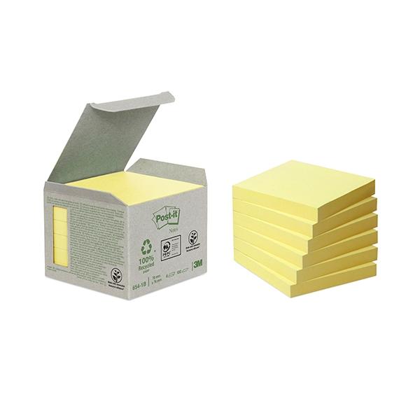 Post-It Pack de 6 blocs de notas adhesivas recicladas 76x76 mm amarillo Post-It Pack de 6 blocs de notas adhesivas recicladas 76x76 mm amarillo