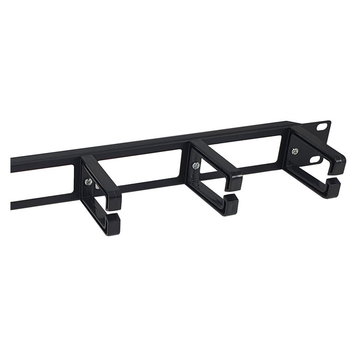 EQUIP 327315 Panel de gestión de cables 1U 19", Color negro, Material plástico y acero, 482.6 x 44.5 x 82 mm