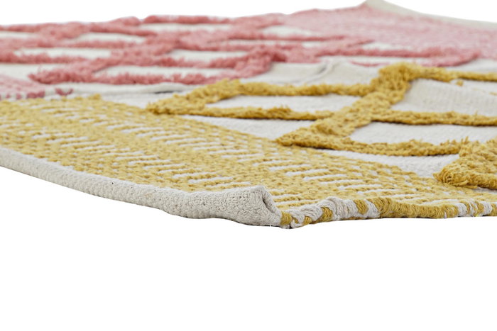 DKD Home Decor Alfombra de Baño Básicos Algodón Poliéster Amarilla Rosa Azul 50x80 cm (6 Unidades) Lavable a Máquina