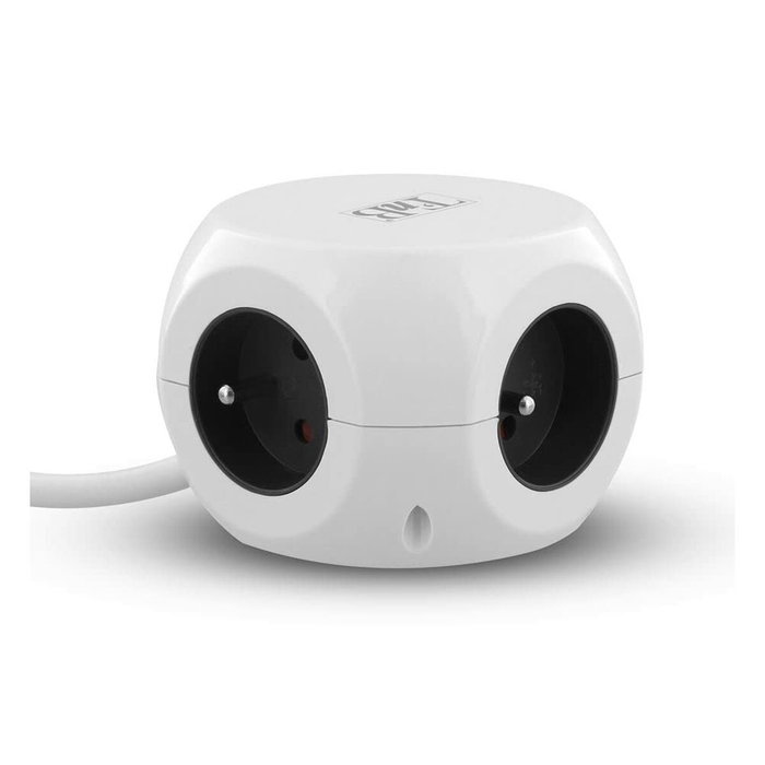 T'nb Adaptador múltiple 2 en 1 con 3 tomas de tierra 16A y 3 puertos USB 2.4A - Blanco