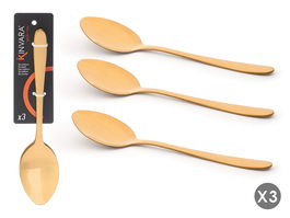 Kinvara Set 3 Cucharas Doradas Metal S-S410 4.5x21.5x3 cm (Set de 36)