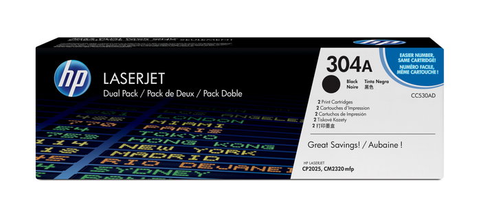 HP 304A Negro Pack Doble (CC530AD)