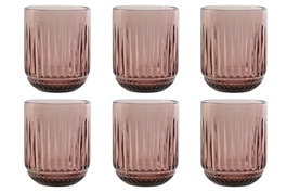DKD Home Decor Set de 6 Vasos de Cristal Rayado Rosa Stripes Garbo 275ml