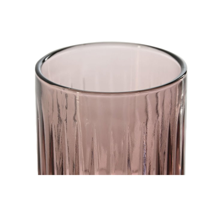 DKD Home Decor Set de 6 Vasos de Cristal Rayado Rosa Stripes Garbo 275ml