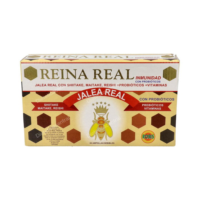 Robis Jalea Real Inmunidad 20 Ampollas - Con Vitaminas C, E, A, B6, B12, Biotina, Probióticos y Extractos de Reishi, Shiitake, Maitake para Defensas Robis Jalea Real Inmunidad 20 Ampollas - Con Vitaminas C, E, A, B6, B12, Biotina, Probióticos y Extractos de Reishi, Shiitake, Maitake para Defensas
