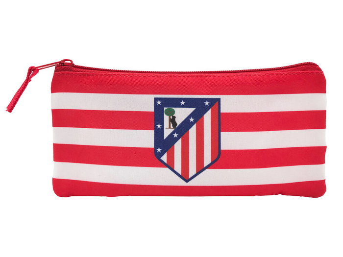 CYP BRANDS Set de Papelería Atlético de Madrid con Portatodo, Lápiz, Goma, Sacapuntas, Bolígrafo, Subrayador y Pegatinas