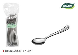 Algon Set 10 Cucharas Grandes Plata 17 cm (24 Unidades)