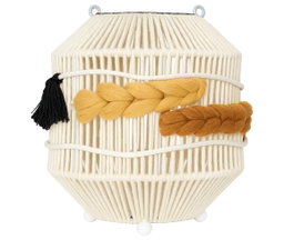DKD Home Decor Portavelas Algodón Cristal con Flecos Blanco