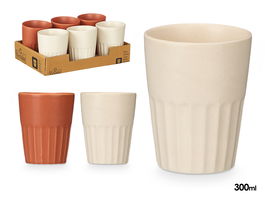 Vessia Vaso Café con Leche Surtido Marrón Beige 300 ml Cerámica Loza Mate 8x8x10 cm (Set de 24)