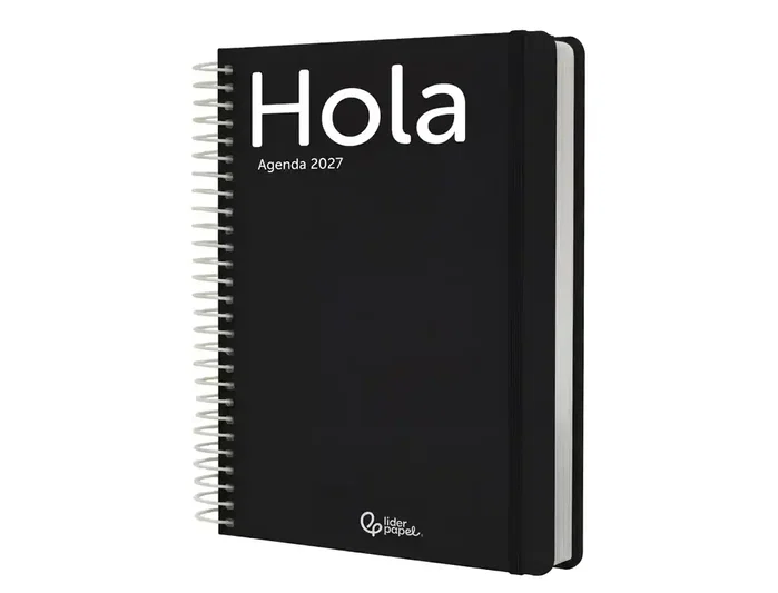 Liderpapel Agenda de oficina 2027 Espiral Classic día página A5 bilingüe negro