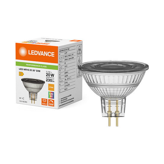 OSRAM LED MR16 2.2W GU5.3 20W Equivalente Dimmable 36 Grados 230 Lumen Blanco Cálido 2700K LEDVANCE 4099854456510