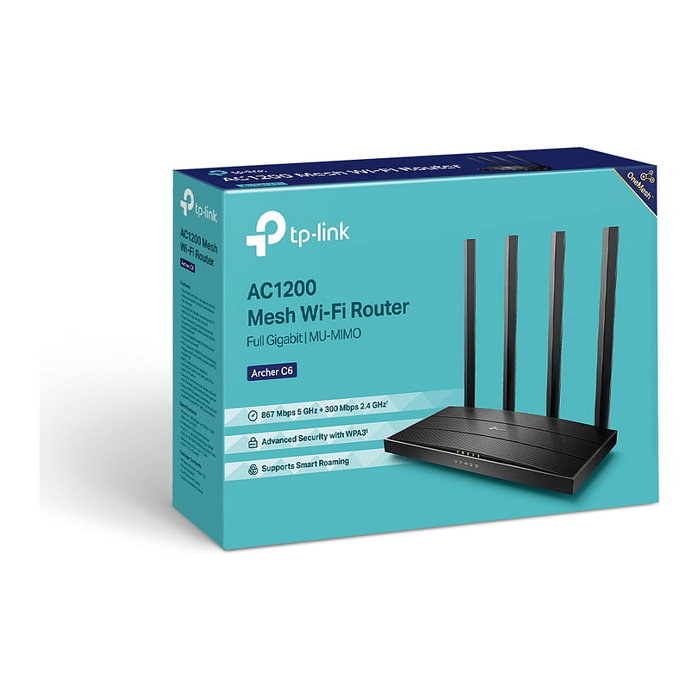 Tp-Link Archer C6 AC1200 Router Inalámbrico Doble Banda Blanco Tp-Link Archer C6 AC1200 Router Inalámbrico Doble Banda Blanco
