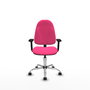 Silla de oficina Algarra con mecanismo Contacto permanente básico tapizada con Similpiel color Rosa. Equipada con Base cromada, Brazos 2D y Ruedas de parqué