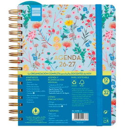 Finocam Agenda Docente Magistral Design Espiral Doble Flowers Curso 2026-2027