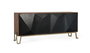 GINER Y COLOMER Aparador 180 cm en Madera de Mango, 4 Puertas, Color Avellana y Negro Mate con Base Metálica Dorada, Diseño Contemporáneo
