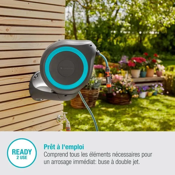 Gardena RollUp S Enrollador de manguera automático de pared 15 m, azul Gardena RollUp S Enrollador de manguera automático de pared 15 m, azul