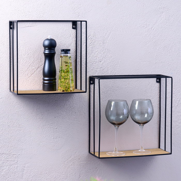 Day Juego De 2 Estantes Corcho-Metal Pared Grande 32x12 cm Pequeño 28x12 cm