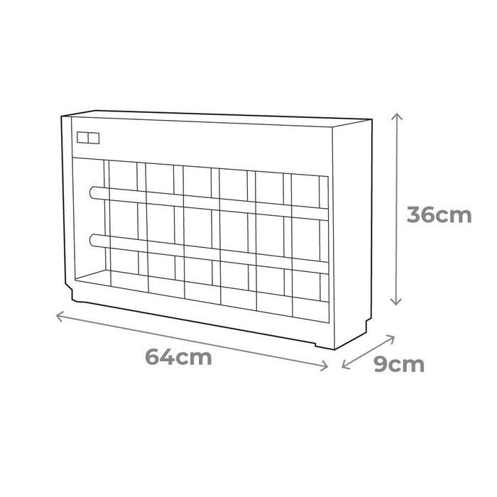 EDM Mata insectos profesional eléctrico, 2x20W para 150 m², luz actínica, color cromo/negro, compatible tubo recambio 06020, 63.5x9x36 cm