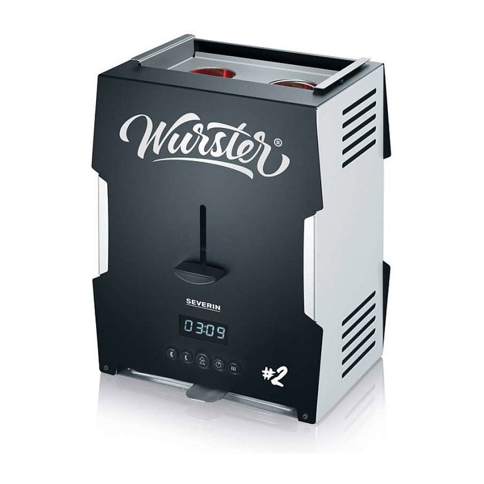 Severin WT 5005 Grill para Salchichas, 2000 W, 2 Ranuras, Negro y Gris, Fritura Baja en Grasas, Temporizador 5 Min